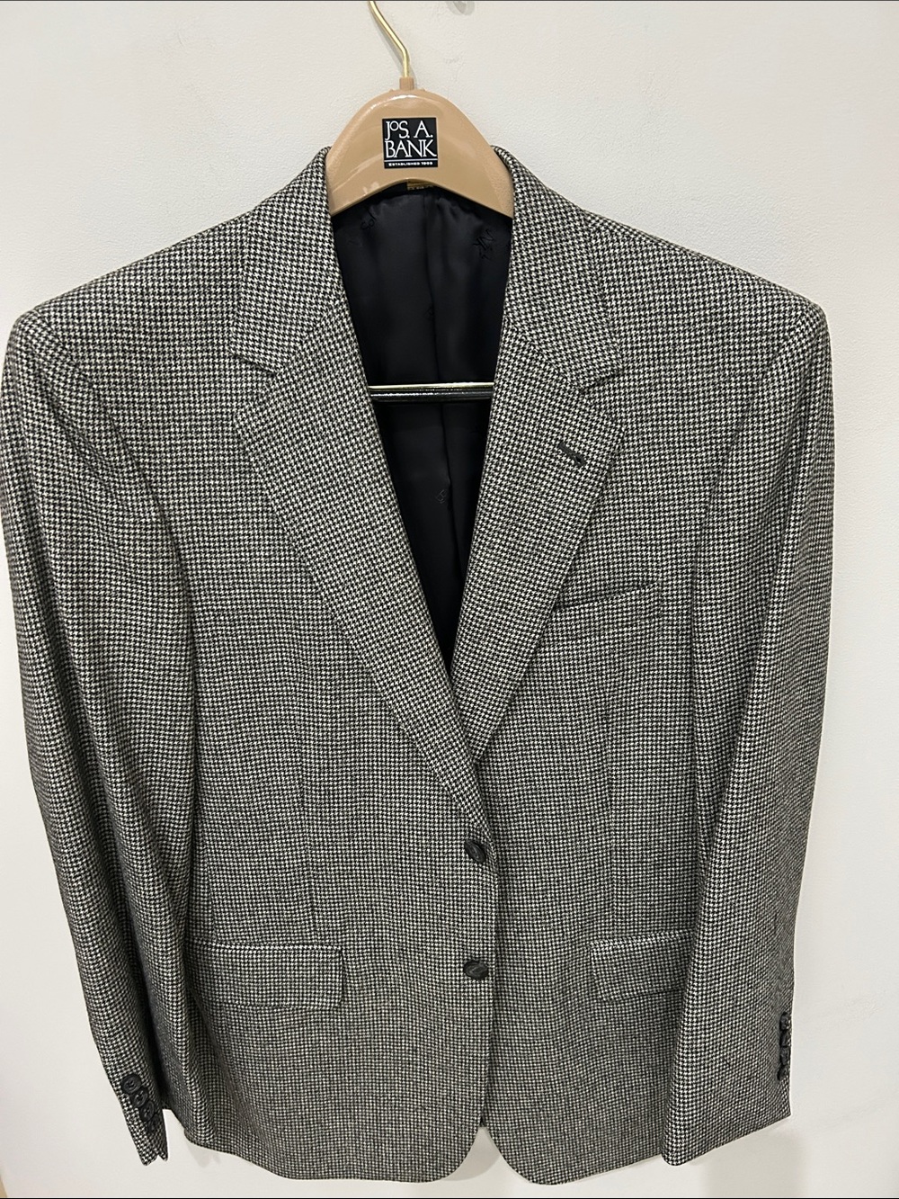 Jos. A. Bank Black & White Wool Houndstooth Sport Coat